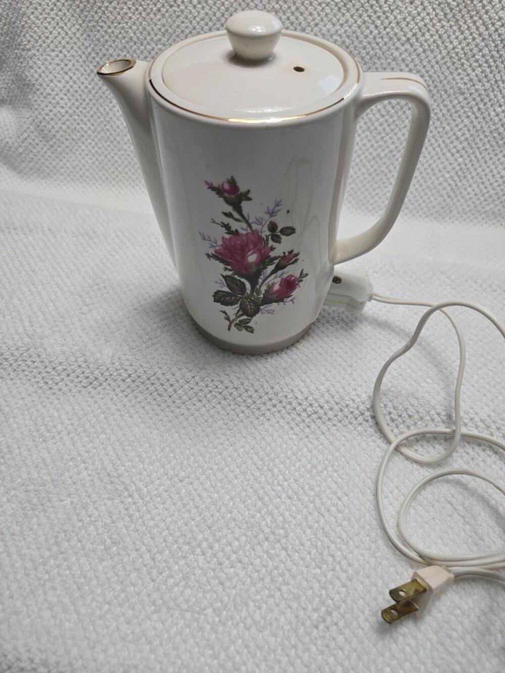 VINTAGE FLORAL ELECTRIC CERAMIC TEA POT